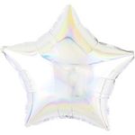Шар (18"/46 см) Звезда, Перламутровый блеск, Серебро, Голография