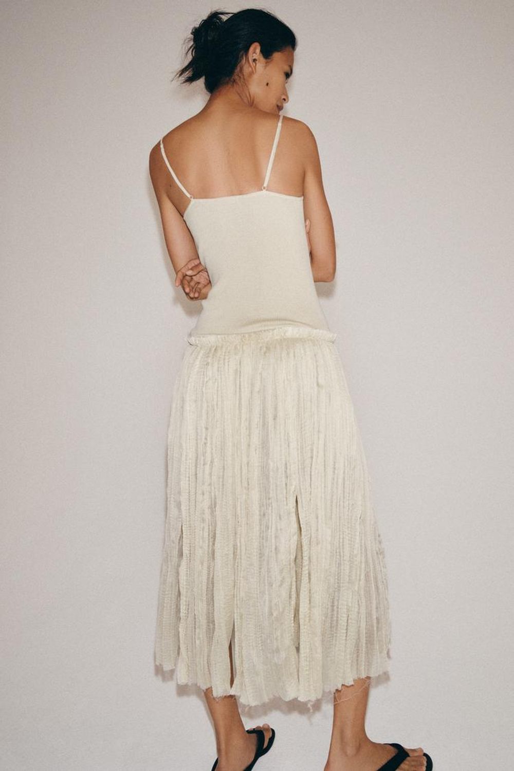 ZARA КОМБИНИРОВАННОЕ ПЛАТЬЕ МИДИ, ТЕЛЕСНО-РОЗОВЫЙ