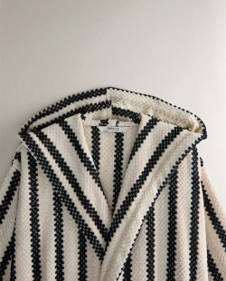 ZARA HOME ХАЛАТ С ГЕОМЕТРИЧЕСКИМ УЗОРОМ, ЧЕРНЫЙ