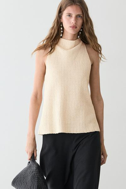 Massimo Dutti Трикотажный топ из смесового льна, ванильный