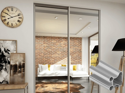 Дверь-купе 2850*900 мм, хром матовый, форма ручки-Н