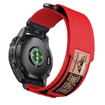 Нейлоновый ремешок 22 мм для Garmin (циферблат 47 мм) QuickFit на липучке (Красный)