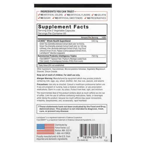 Force Factor, ProbioSlim®, с пребиотической клетчаткой, 120 вегетарианских капсул