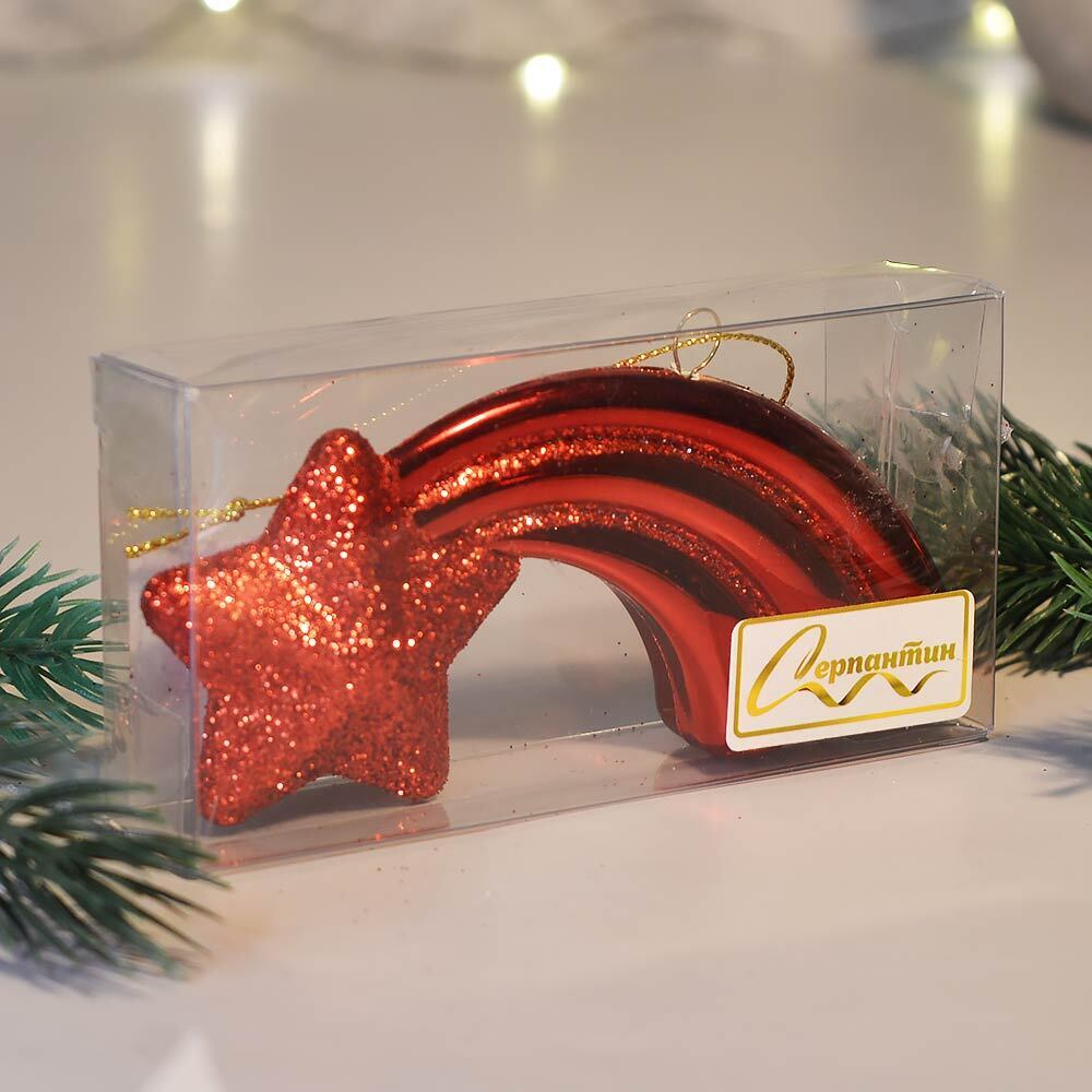 Елочная игрушка "Звезда желаний" 11*5*1,5см, красный