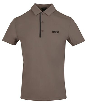 Мужское теннисное поло BOSS Paddy In Quick-Dry Ribbed Fabric - Коричневый