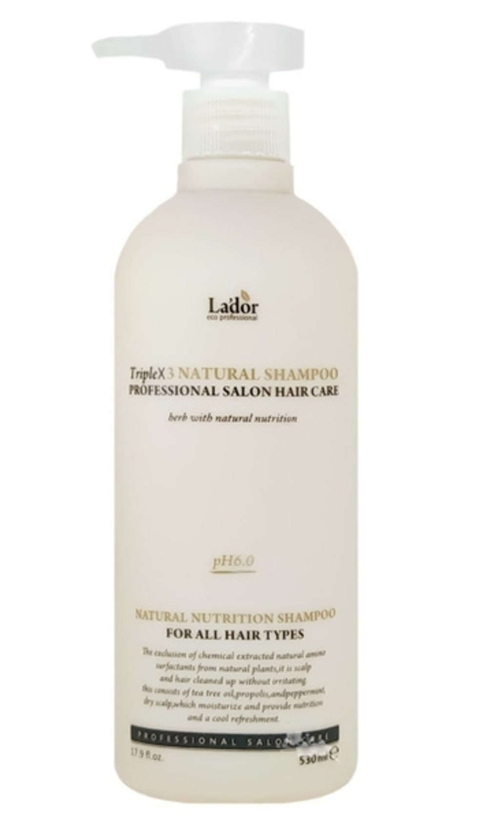 Шампунь для волос Lador Triple x3 Natural Shampoo 530 мл
