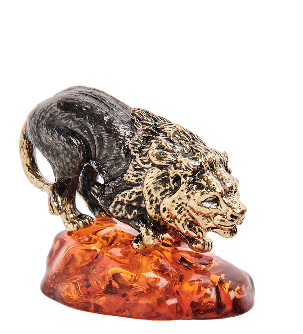 Народные промыслы AM-3159 Фигурка «Лев Скар» (латунь, янтарь)