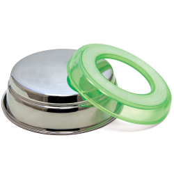 Миска (Triol) металлическая с салатовой резинкой, 0,8л