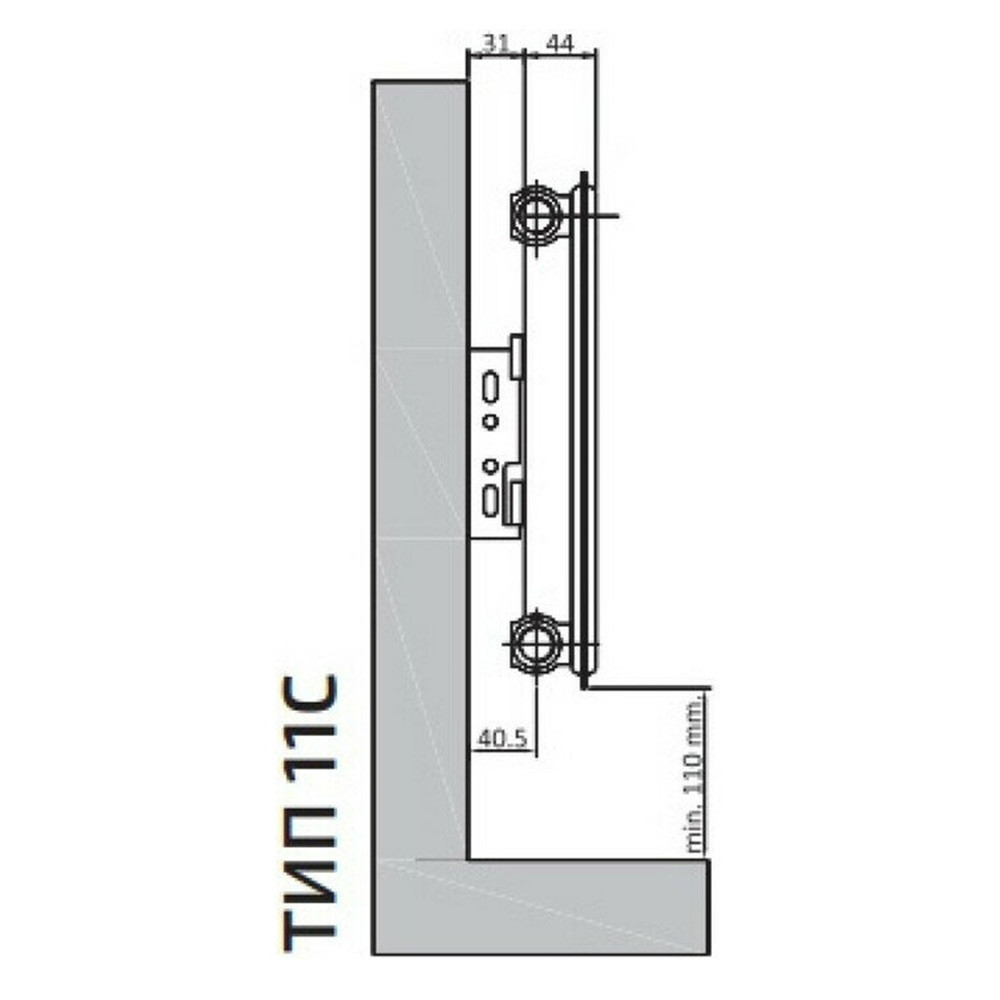 Радиатор стальной панельный Heaton Plus Compact C тип 11 500х800 боковое подключение белый RAL 9016
