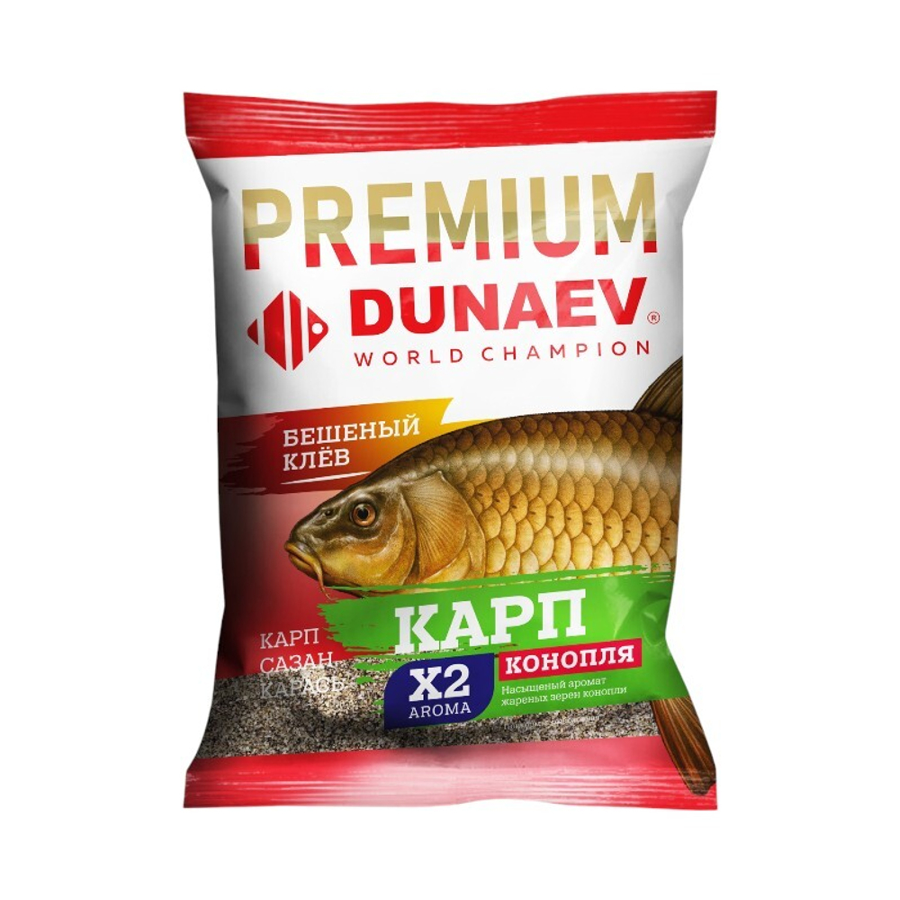 Прикормка "DUNAEV-PREMIUM" 1кг Карп-Сазан Конопля Красная
