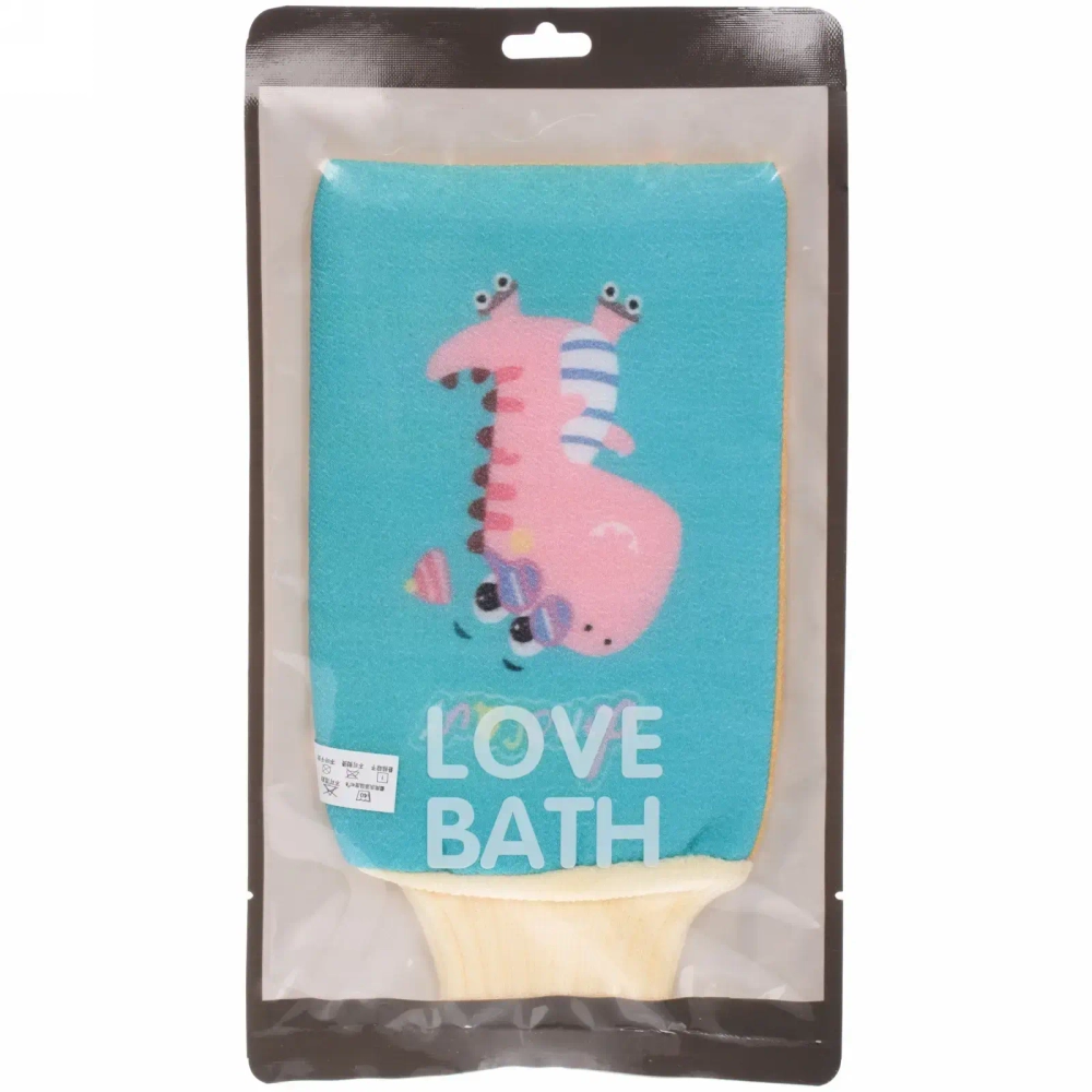 Мочалка-варежка для тела детская «KapitoshkaBoom» Динозаврик, цвет как на фото, 14*24см, Zip-пакет