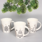 Кружка керамическая 380мл «Ёлки золотые», микс 4рисунка