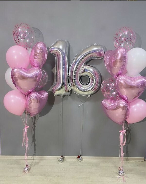 Композиция из шаров с Серебряными Цифрами