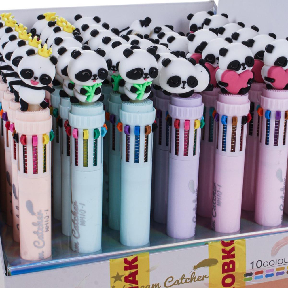 Ручка шариковая многоцветная "Панда", 10цв., 4 вида микс (Комплект 36шт.)