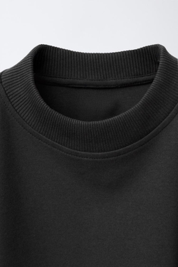 ZARA КОМПЛЕКТ ИЗ ТОЛСТОВКИ И БРЮК WIDE LEG ИЗ ТКАНИ ИНТЕРЛОК, ЧЕРНЫЙ