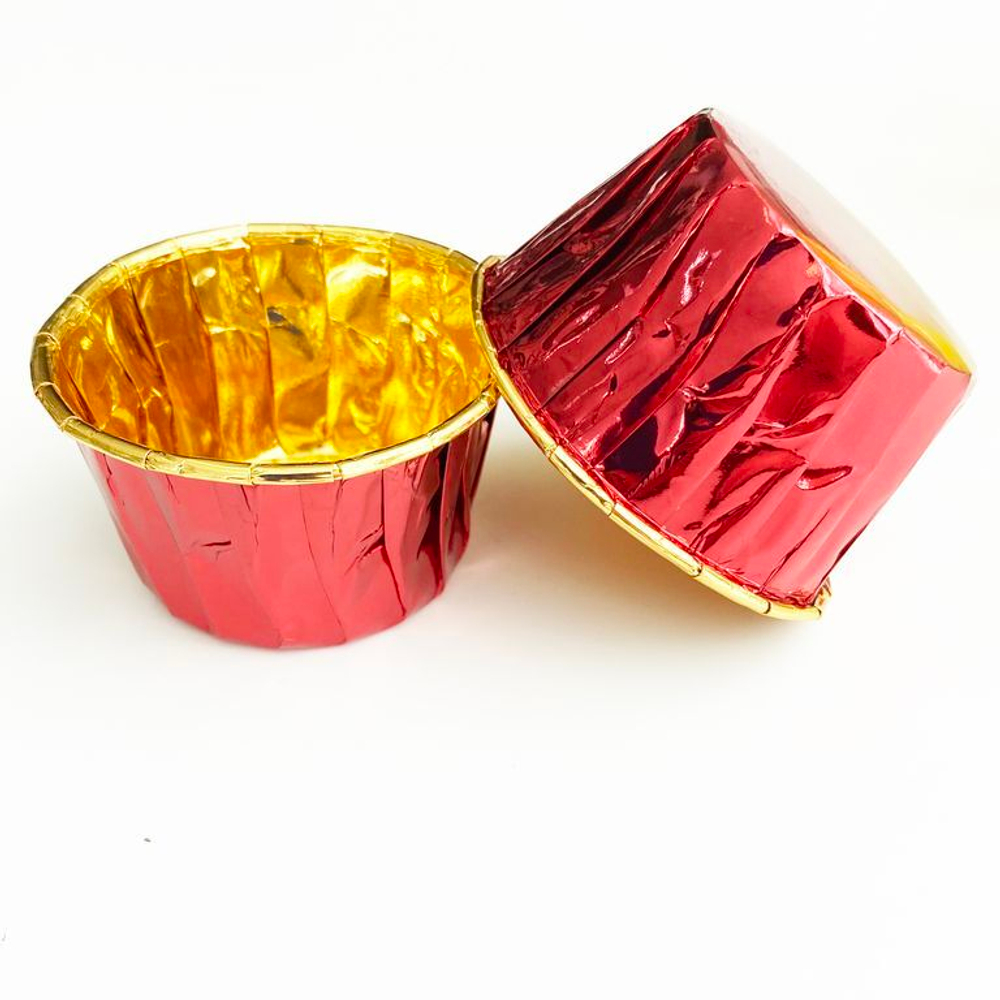 Формы бумажные с ламинацией «Маффин» 50х40 мм (Золото+Рубиновый) 50 шт