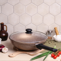 Сковородка Вок, d28 "Diamante" со съемной ручкой, для ИНДУКЦИИ