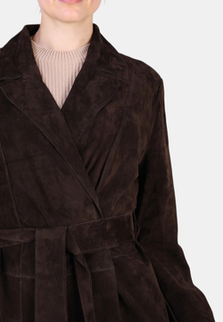 Кожаный плащ длинный, пальто длинное замшевое