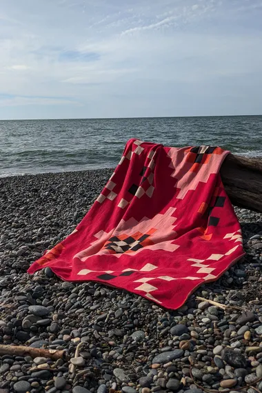 Плед из хлопка по мотивам башкирских орнаментов из коллекции cultural heritage, 130х180 см