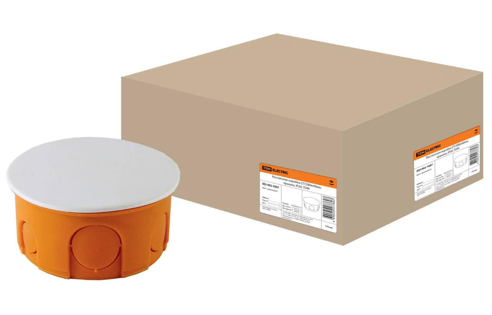 Коробка распаячная СП D80х40мм крышка IP20 TDM