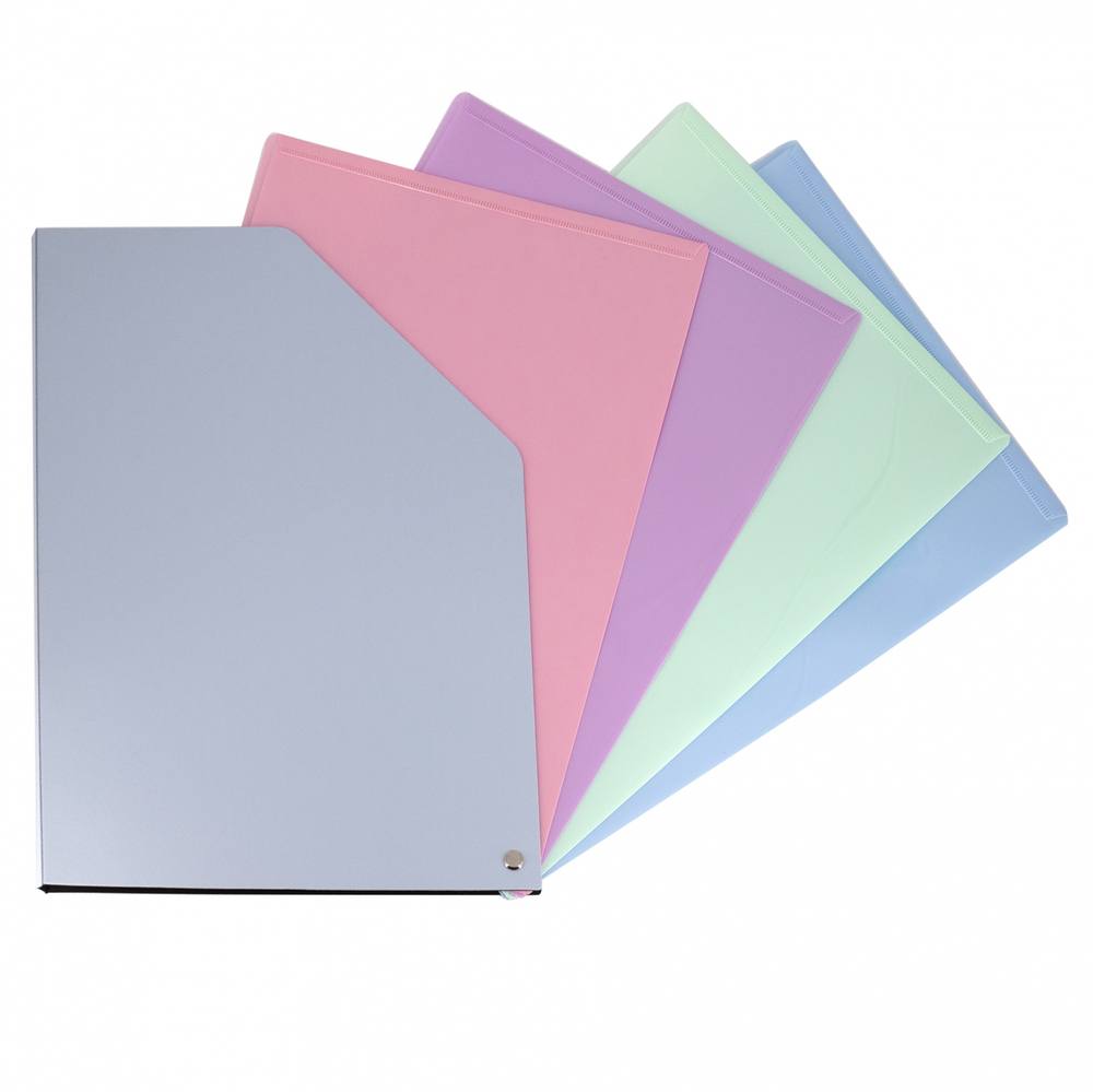 Папка архивная Alingar, 228*172 мм, пластик, 1500 мкм, на резинке с 4 файлами, св-серый