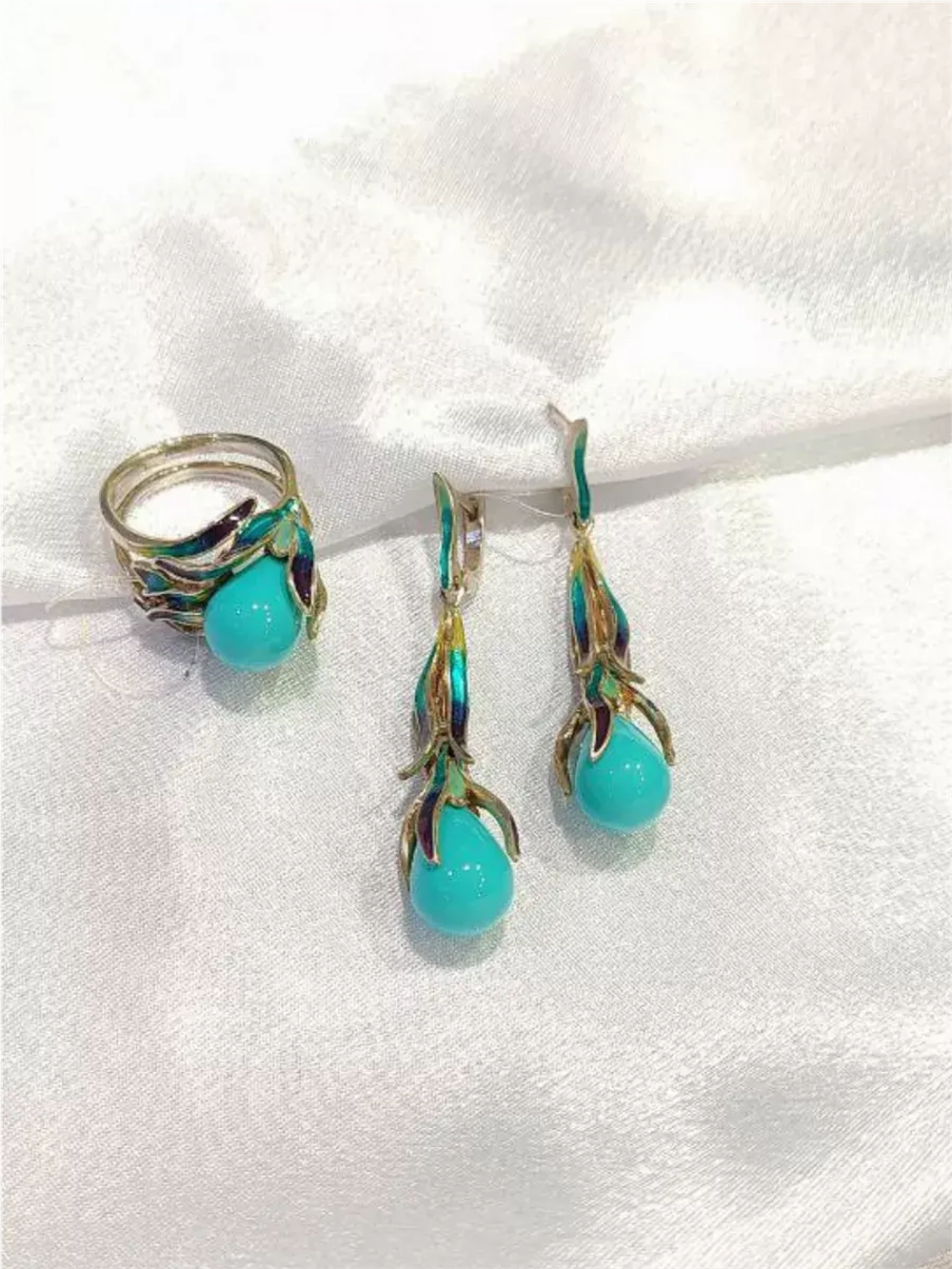 Ювелирные серьги серебро 925 пробы с бирюзой