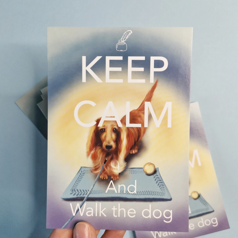 Открытка почтовая. Keep calm and walk the dog.