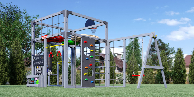 Детская площадка Савушка КУБ-6 (Серый) с подушками