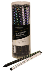 Карандаш ч/г НВ "Blackwood Illusion" корпус дерев. заточ.трехгран. принт на корпусе,тубус (Informat)