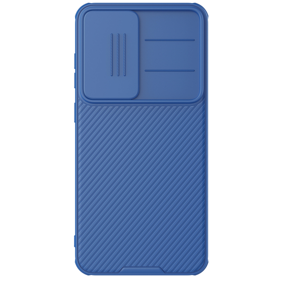 Чехол синего цвета с защитной шторкой для камеры от Nillkin на Samsung Galaxy S25+ Плюс, серия CamShield Pro Case