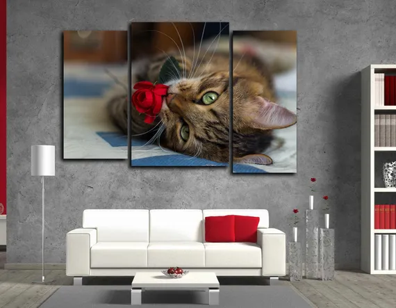 Модульная картина "Романтичная кошка"