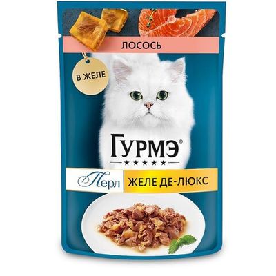 Влажный корм Gourmet Перл Желе Де-Люкс для кошек, с лососем в роскошном желе, Пауч, 75 г