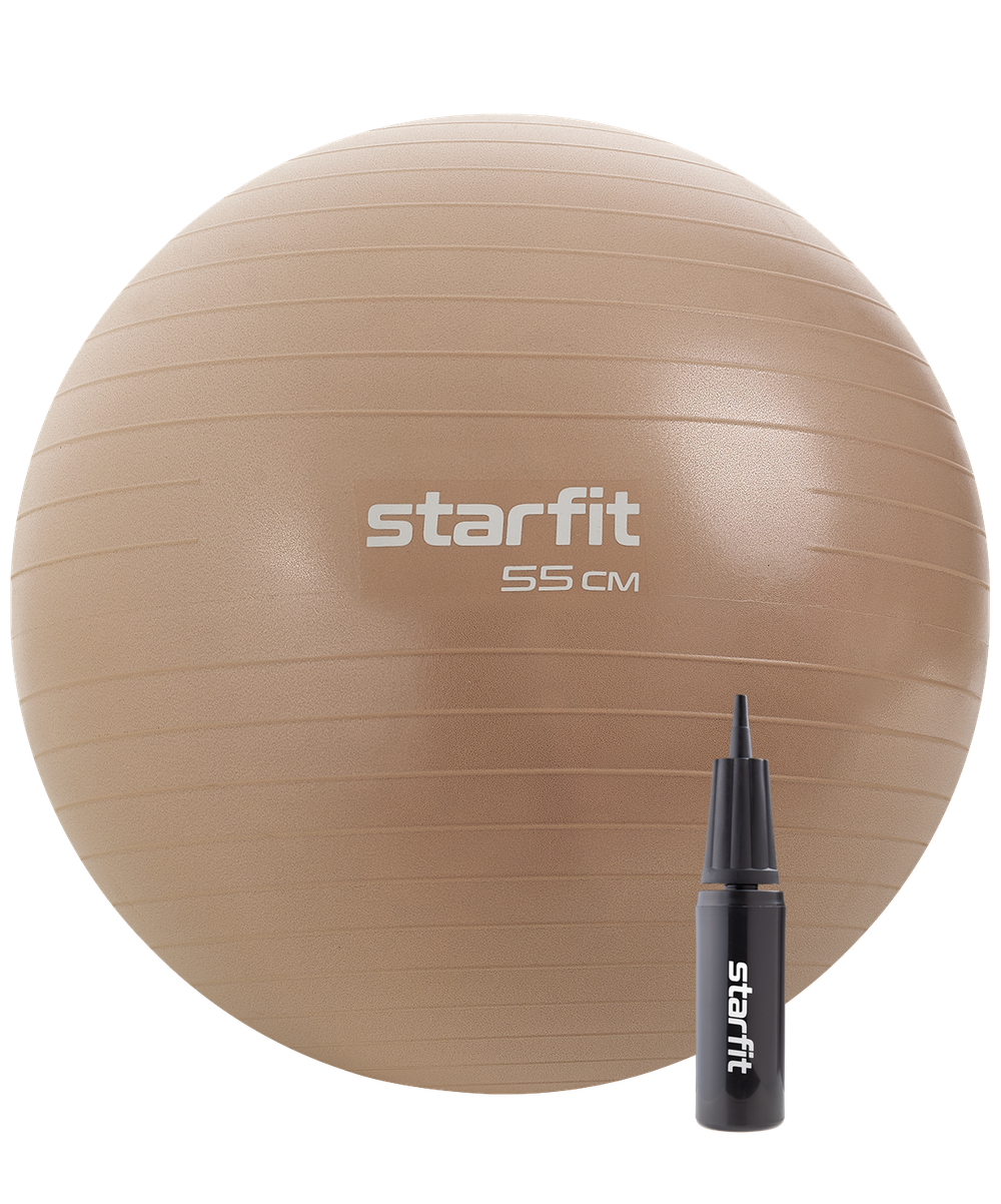 Фитбол GB-109 антивзрыв, 900 гр, с ручным насосом, персиковый, 55 см