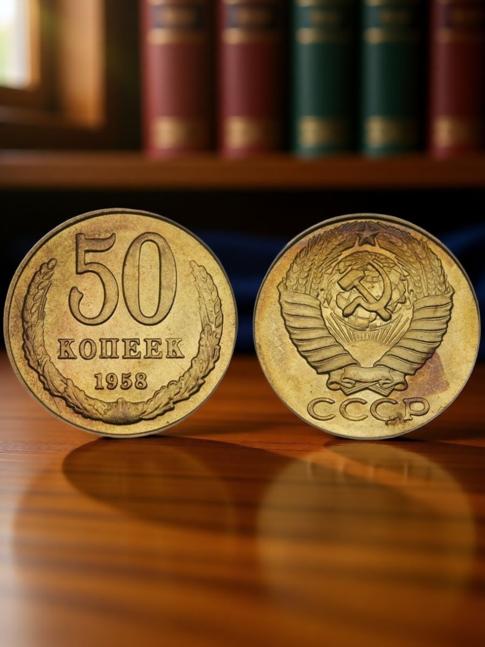 50 копеек 1958 года СССР. Погодовка. Копия пробной советской монеты. Бронза. Гурт гладкий