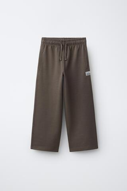 ZARA БРЮКИ STRAIGHT ИЗ МЯГКОЙ ТКАНИ INTERLOCK, КОРИЧНЕВЫЙ