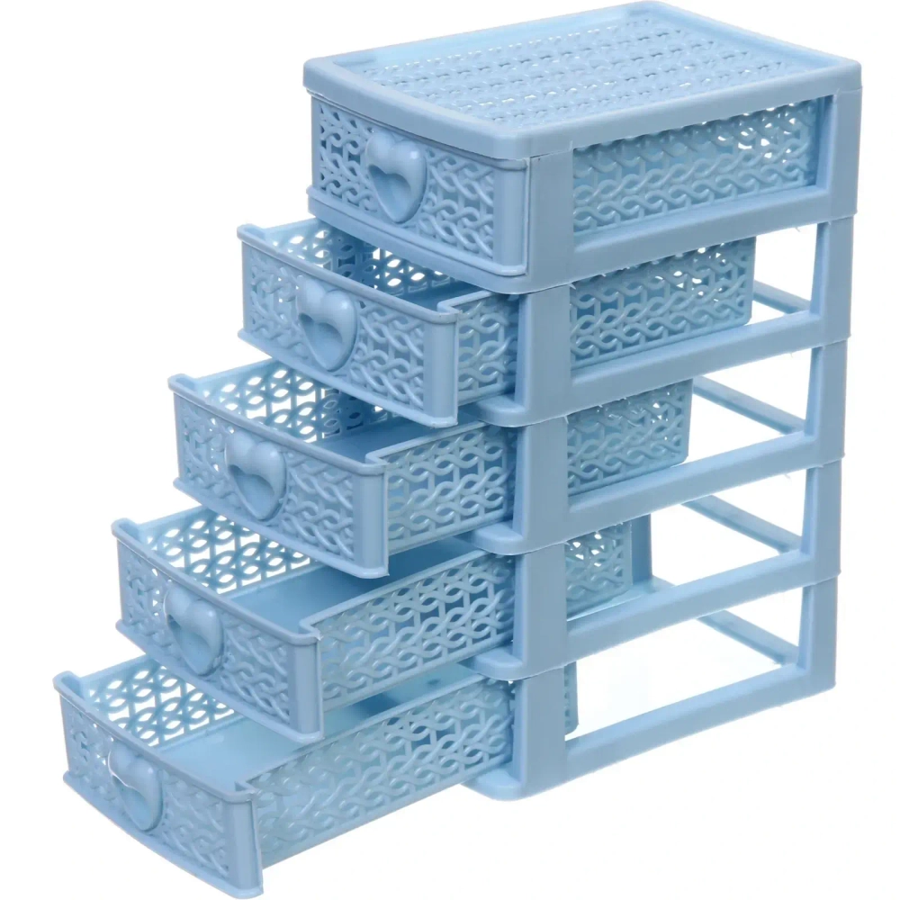 Комод малый «ПАЛЕРМО», цвет голубой, 5 отделений, 13*9*18,5см