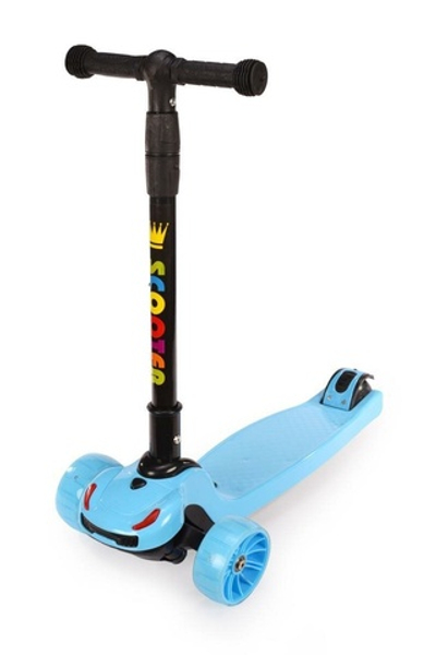 Самокат 3-х колесный, свет, звук, 2 (голубой)