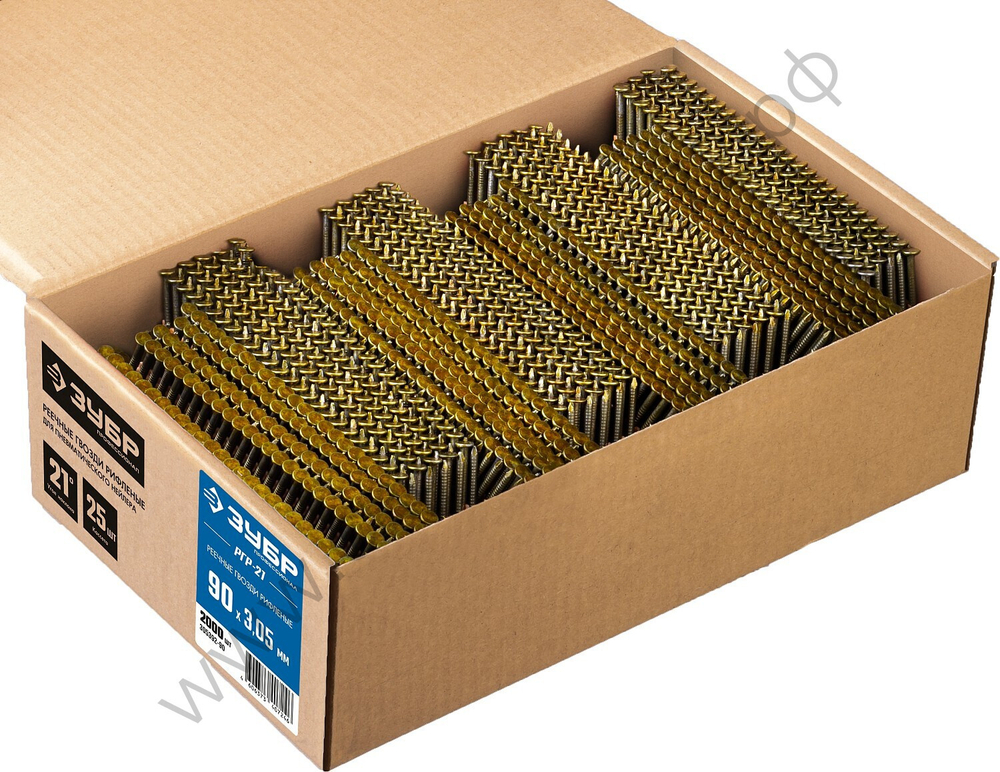 ЗУБР РГР-21 90 мм, реечные гвозди рифленые, 2000 шт (305392-90)