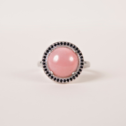 Кольцо с Розовым опалом и Шпинелью