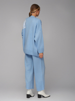 Женский трикотажный костюм-тройка голубой с кардиганом