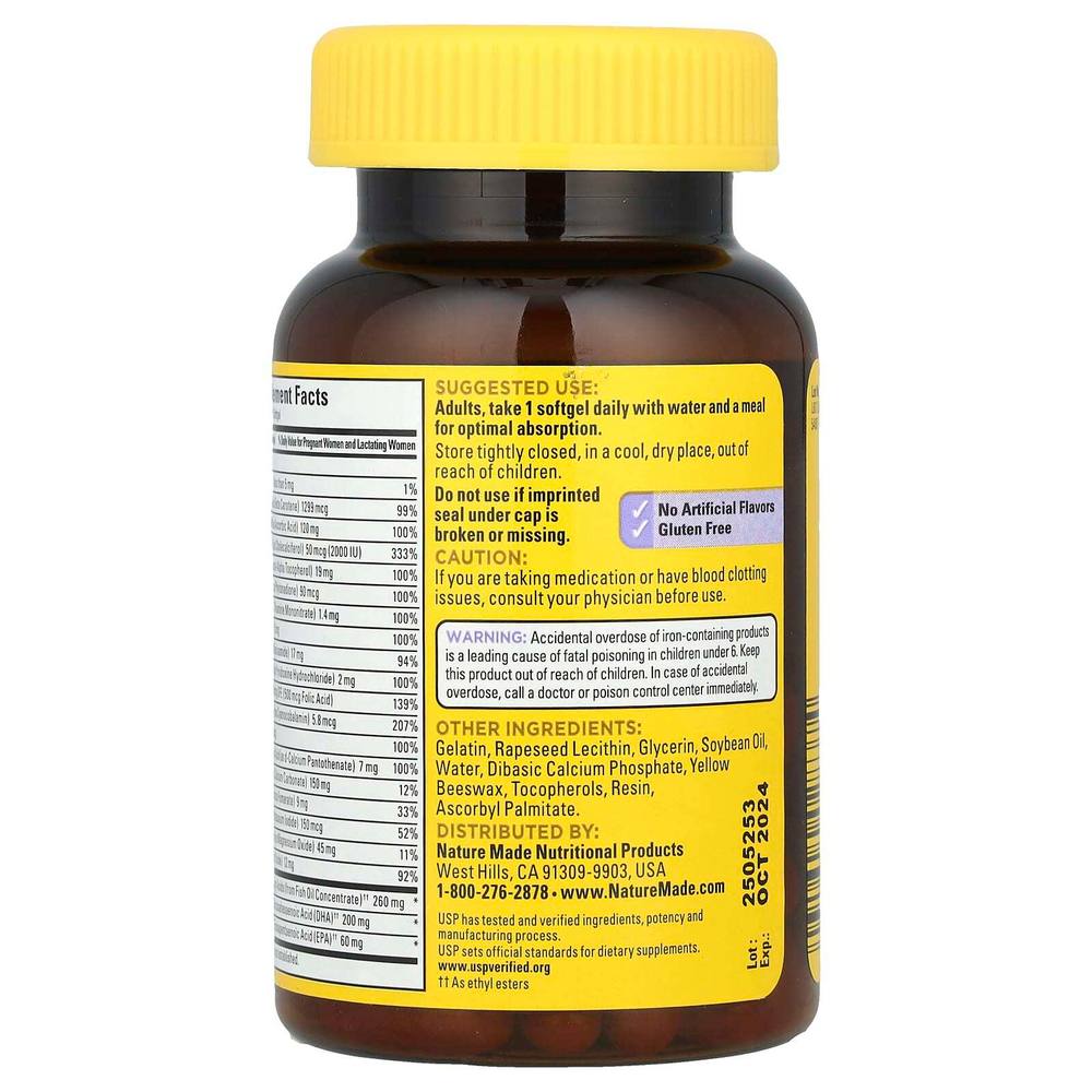 Nature Made, Postnatal Multi + DHA, 60 мягких таблеток