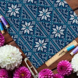 Ткань дюспо крупный плотный узор на синем свитере