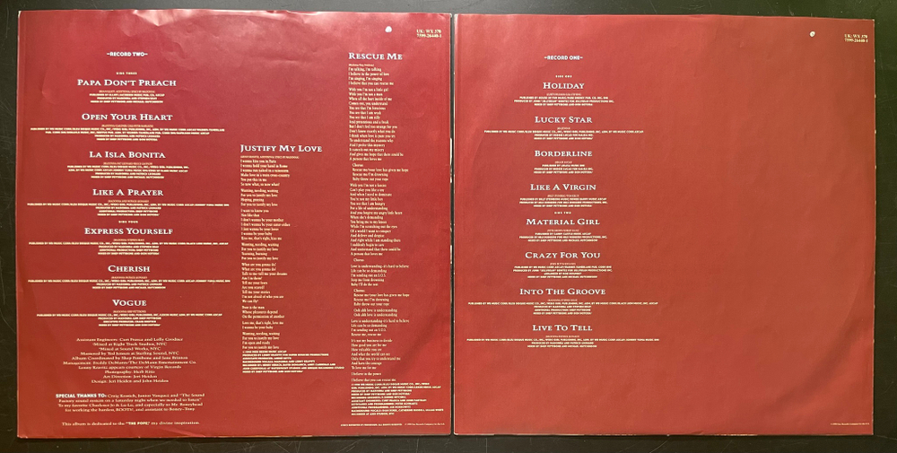 Madonna - The Immaculate Collection 2LP (Германия 1990г.)