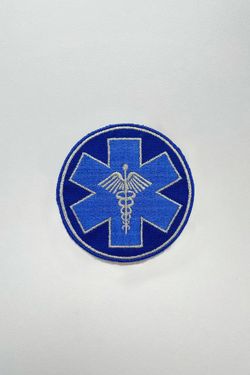 Нашивка Звезда жизни - Кадуцей ( круг 7 см)