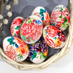 Термонаклейки на 7 яиц Цветы на пасху