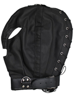 Шлем подчинения со шнуровкой, на ошейнике (Цвет: черный)