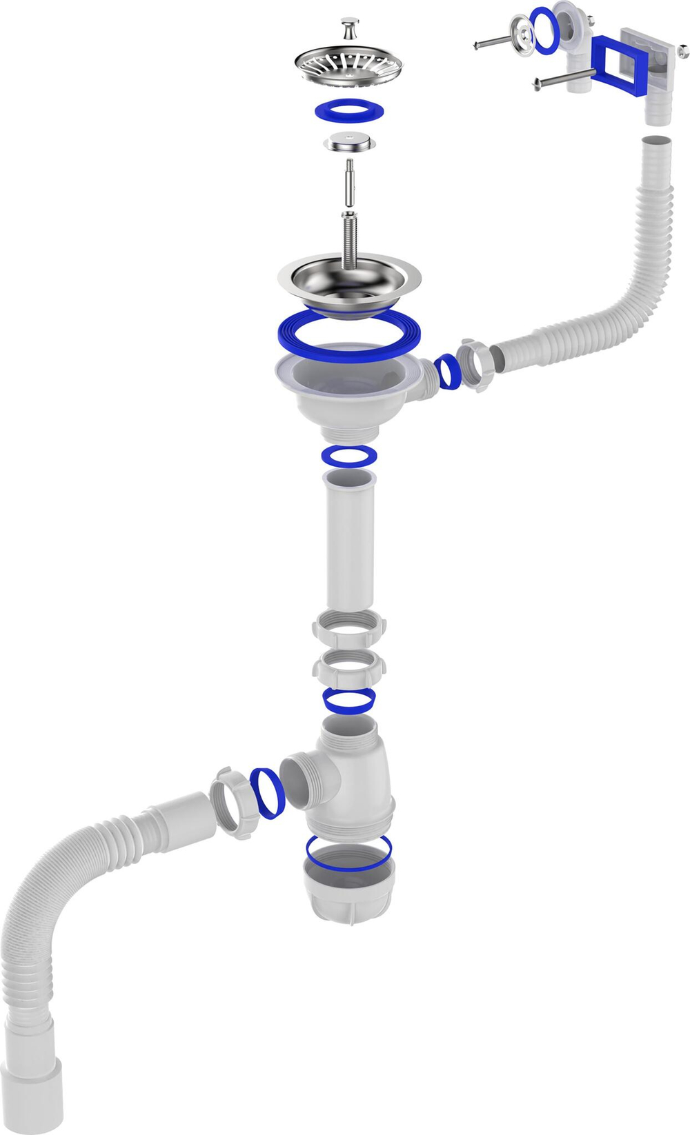 AQUANT СИФОН ДЛЯ МОЙКИ 3 1/2Х40 С МЕТ.РЕШ С Г.Т. 40Х40/50