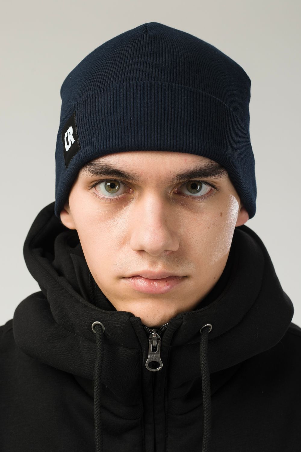 Шапка Двуслойная Fat Beanie Синяя Чернильная