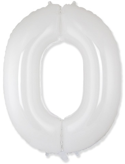 Шар (40''/102 см) Цифра, 0, Белый