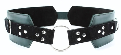 Изумрудный пояс с колечками для крепления наручников Emerald Leather Belt (Размер: S-M-L) (Цвет: изумрудный)